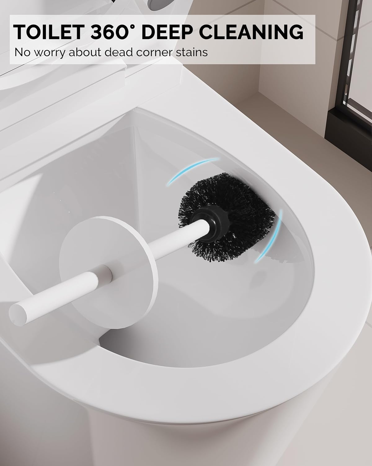 Toilet Brush and Holder Set, Stainless Steel Toilet Bowl Brush with Lid, Rust Proof Toilet Cleaner