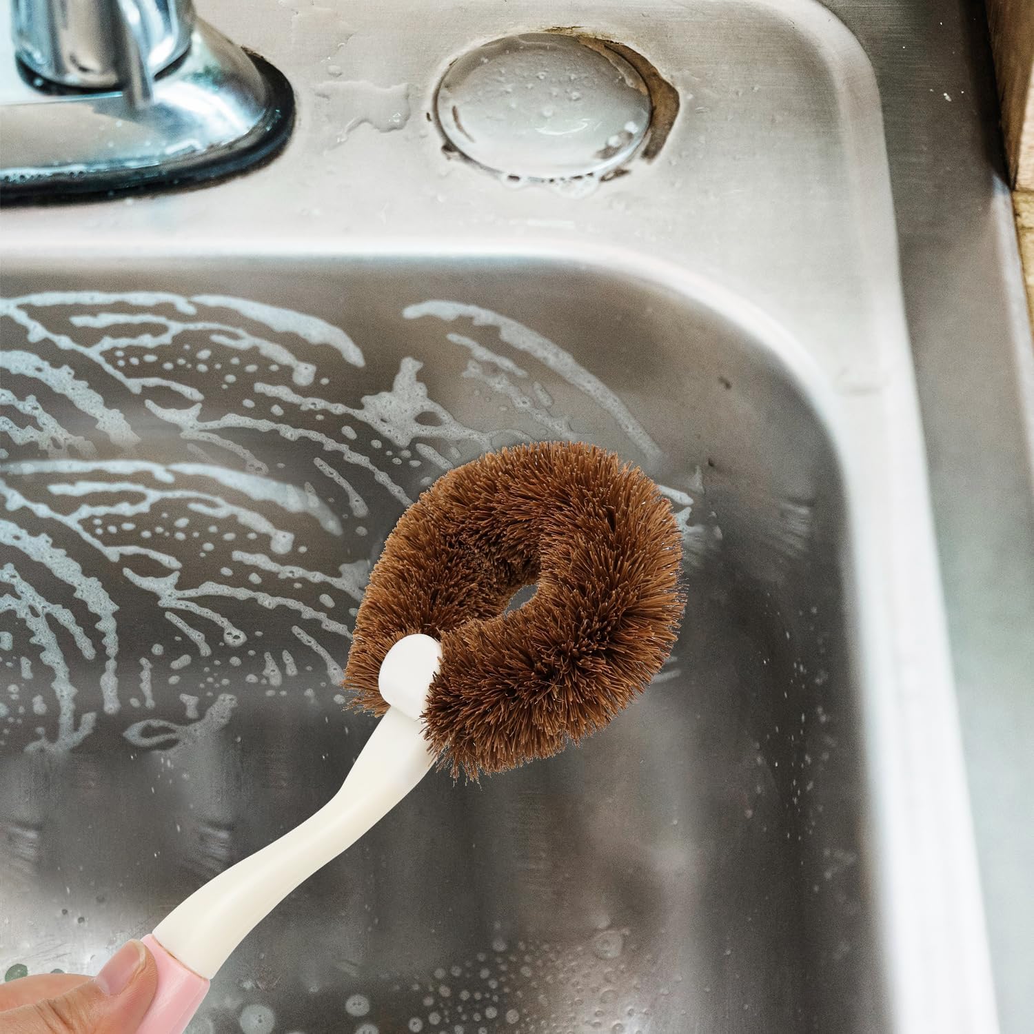 2 Pack Kitchen Scrub Brushes for Cleaning Dish Brush with Handle for Pans, Pots, Kitchen Sink