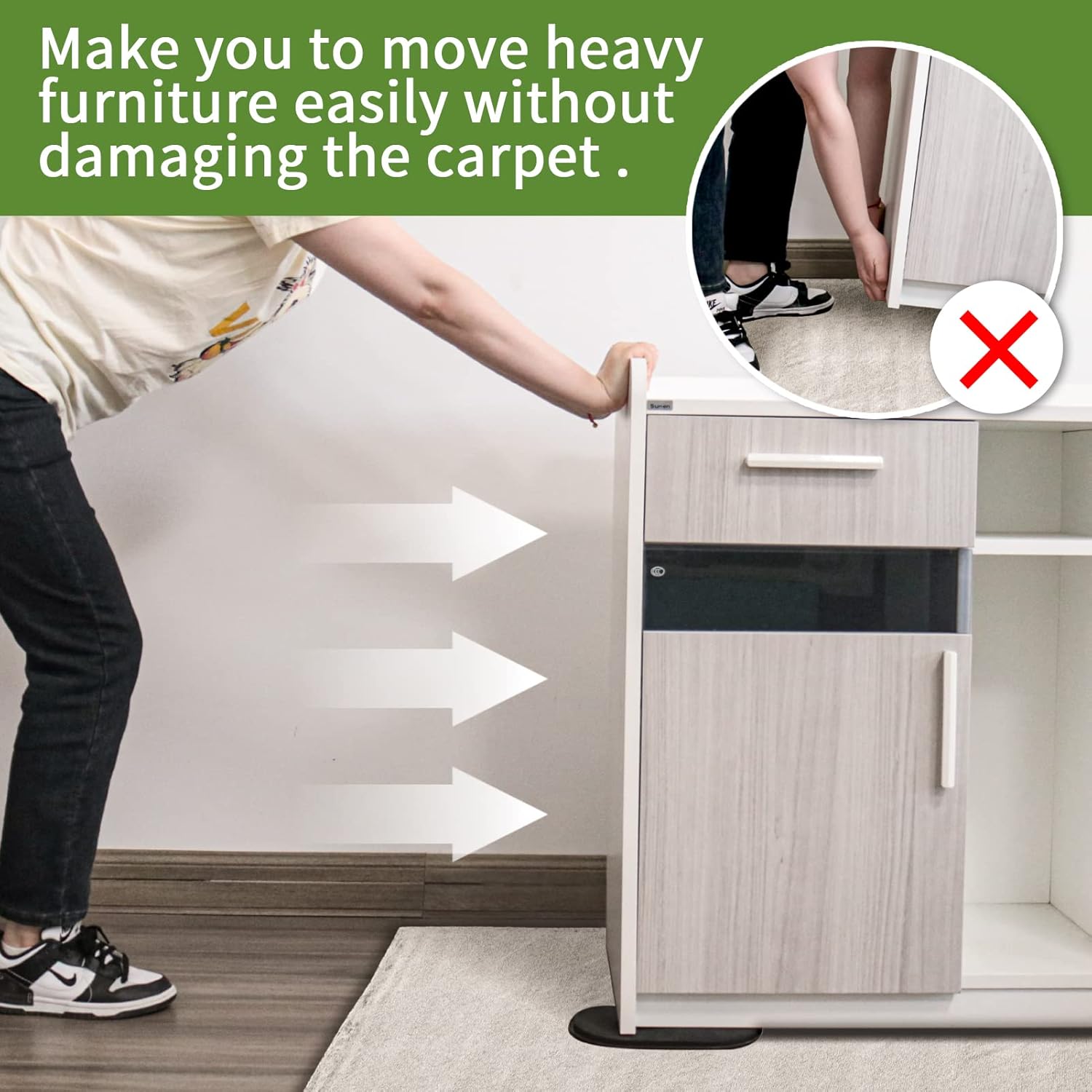 Furniture Sliders for Carpet 4 PCS - 9 1/2 inch Furniture Moving Slider Chair Legs Floors