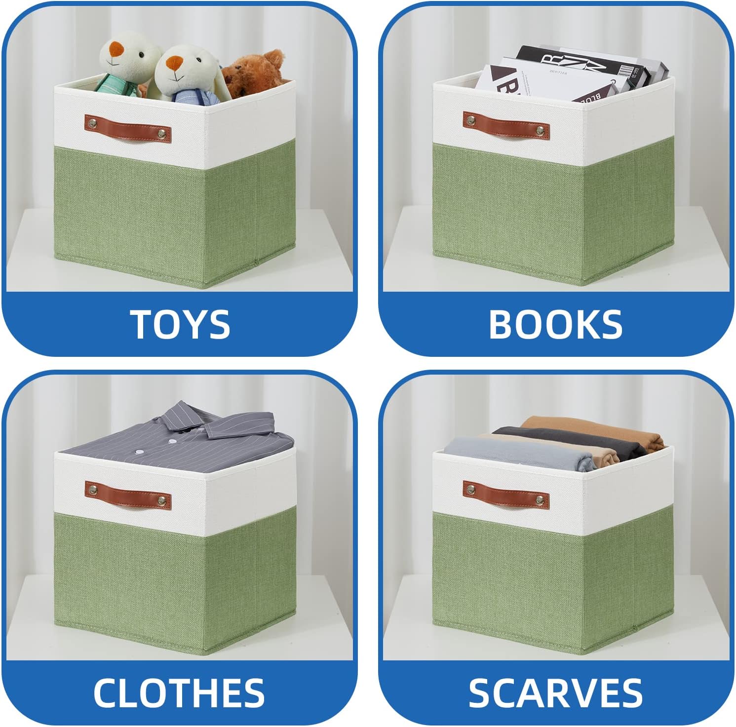 Temary Fabric Storage Bin 11x11 Cube Storage Bins for Home, 4 Pack Fabric Organizer Bins Cube