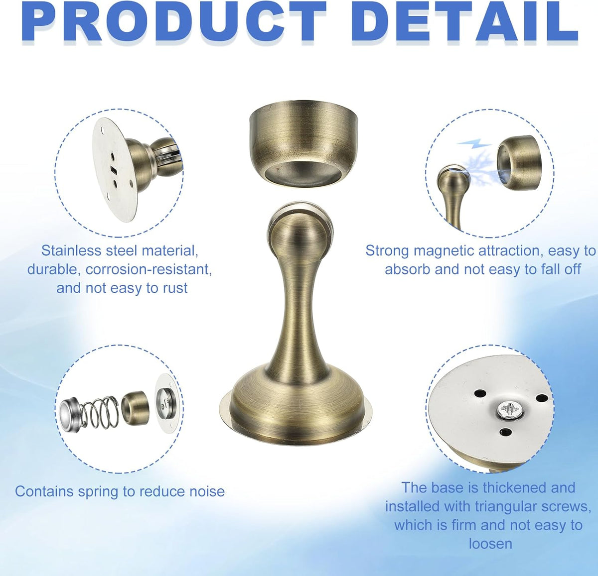 uxcell Magnetic Door Stopper, Stainless Steel Heavy Duty Door Holder, No Drilling Doors Knob Wall