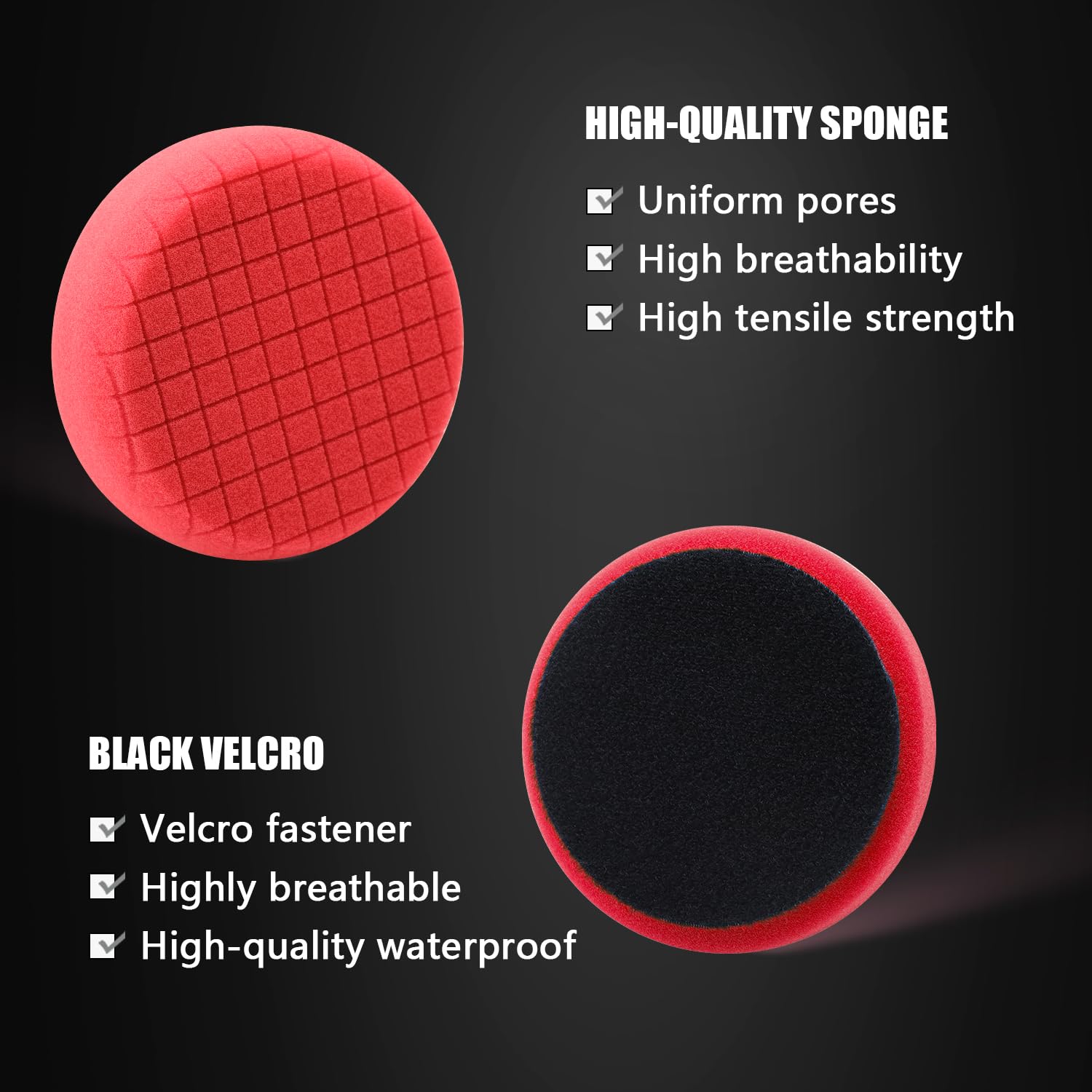 Red Finish Polishing Pads, Buffing Pads, SPTA 1Pcs 3.5 Inch Face for 3 Inch 80mm Backing Plate