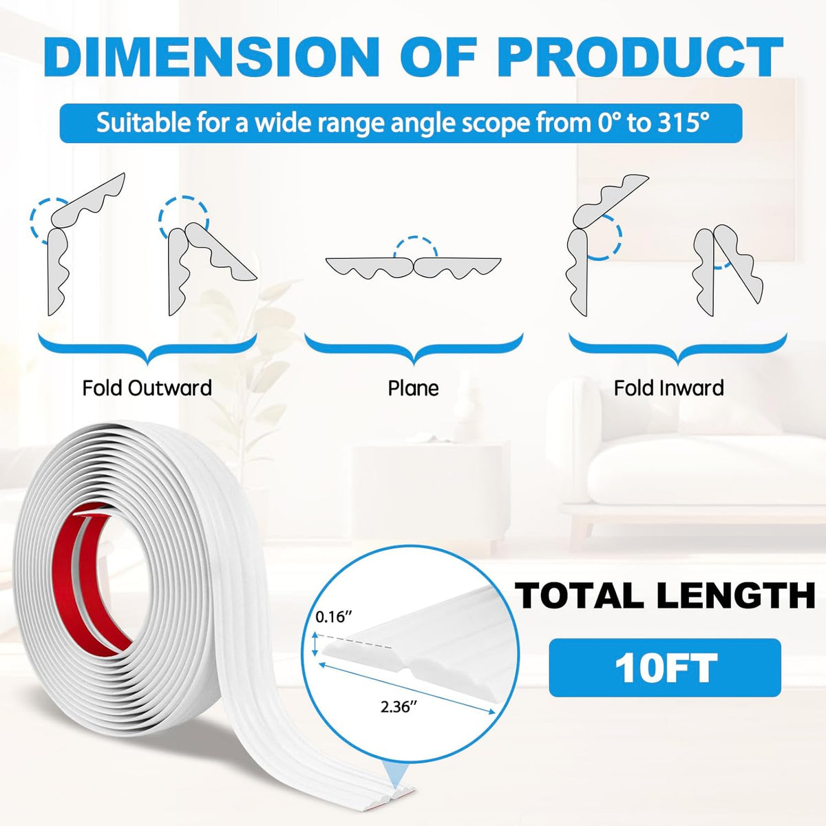 Wall Corner Protector Peel and Stick Corner Trim Molding Flexible Inside & Outside Wall Edge Guard