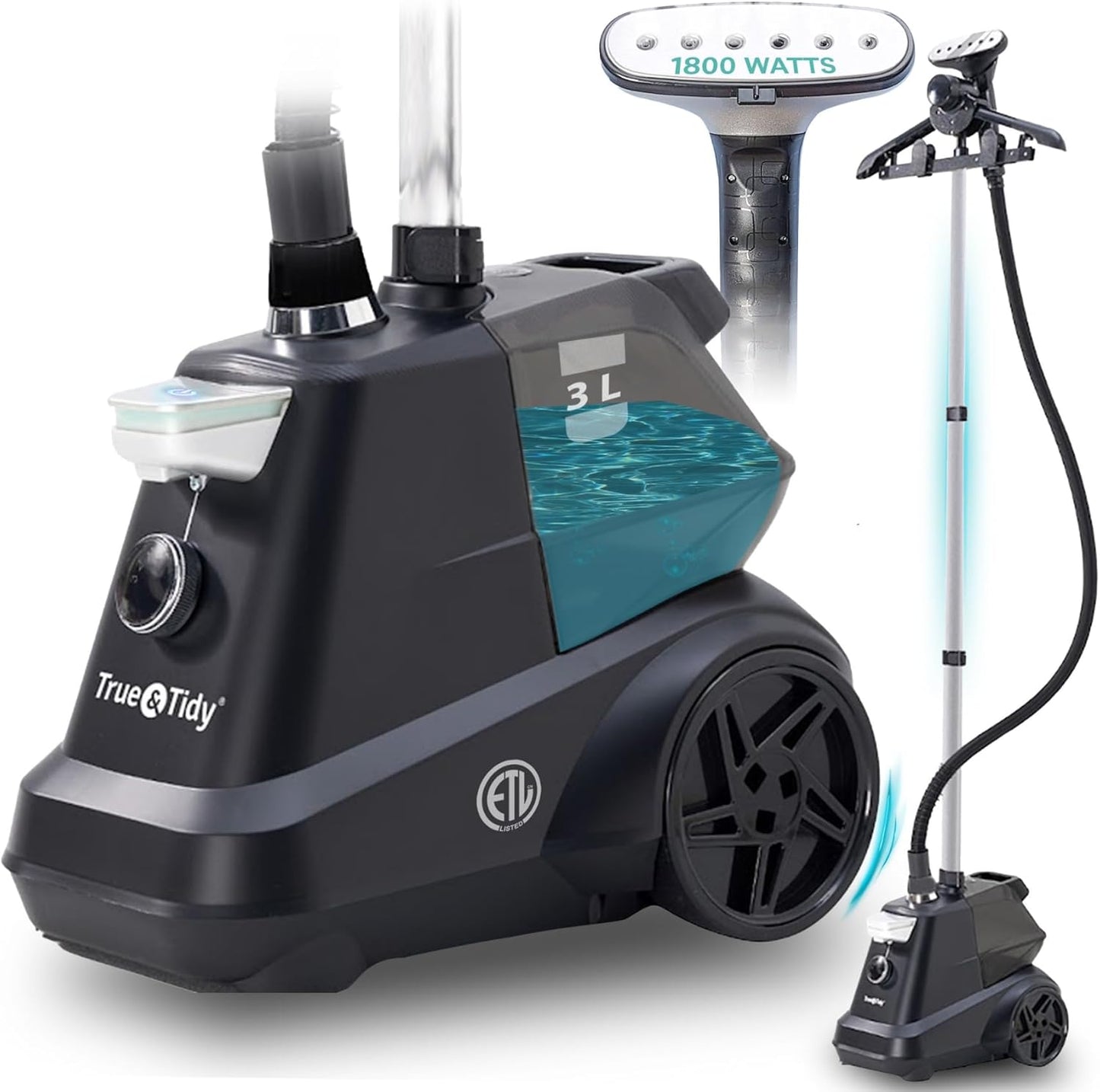 True & Tidy® Heavy-Duty Commercial Industrial Standing Garment Steamer for Clothes, 1800 watts, XL