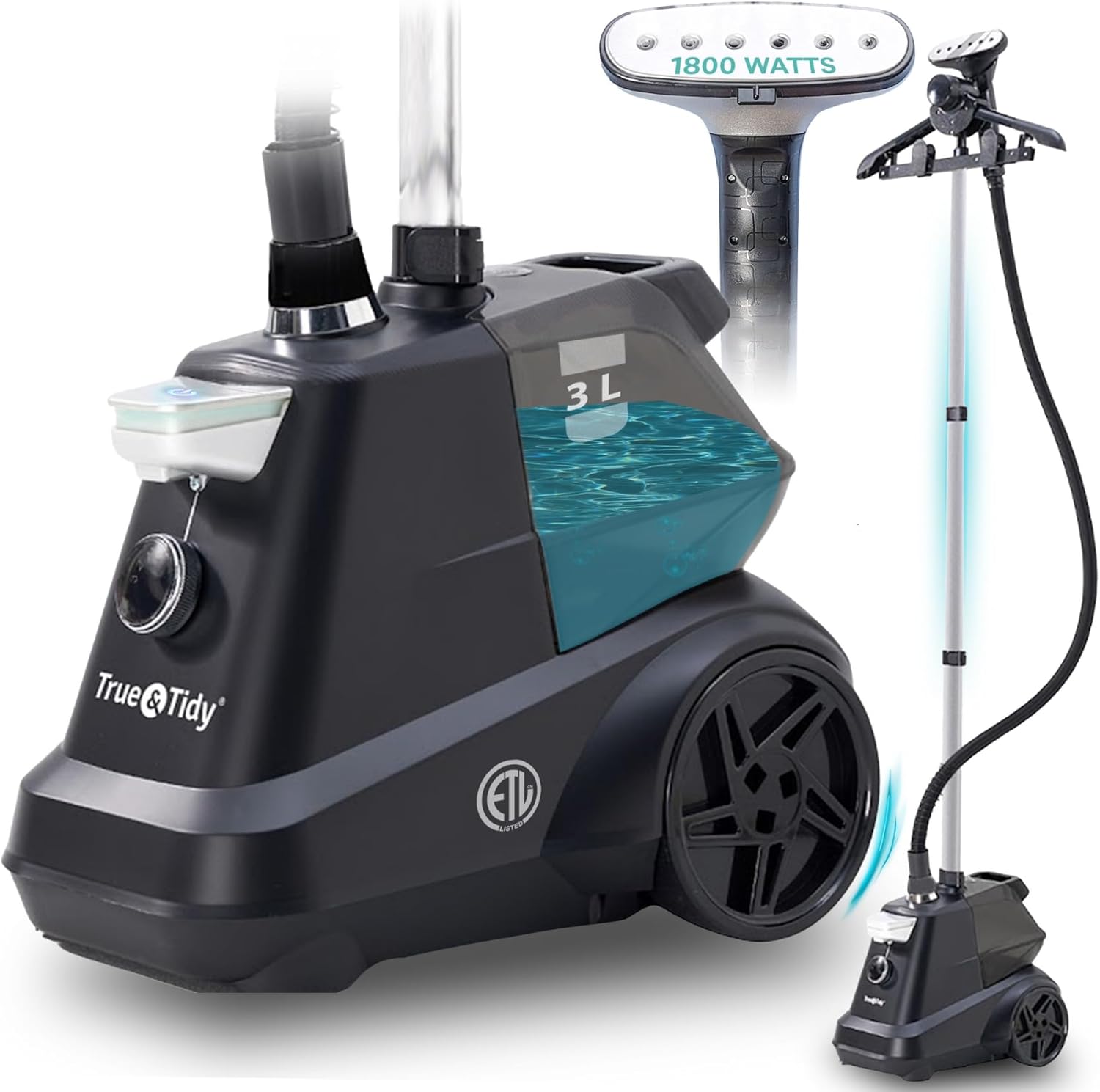 True & Tidy® Heavy-Duty Commercial Industrial Standing Garment Steamer for Clothes, 1800 watts, XL