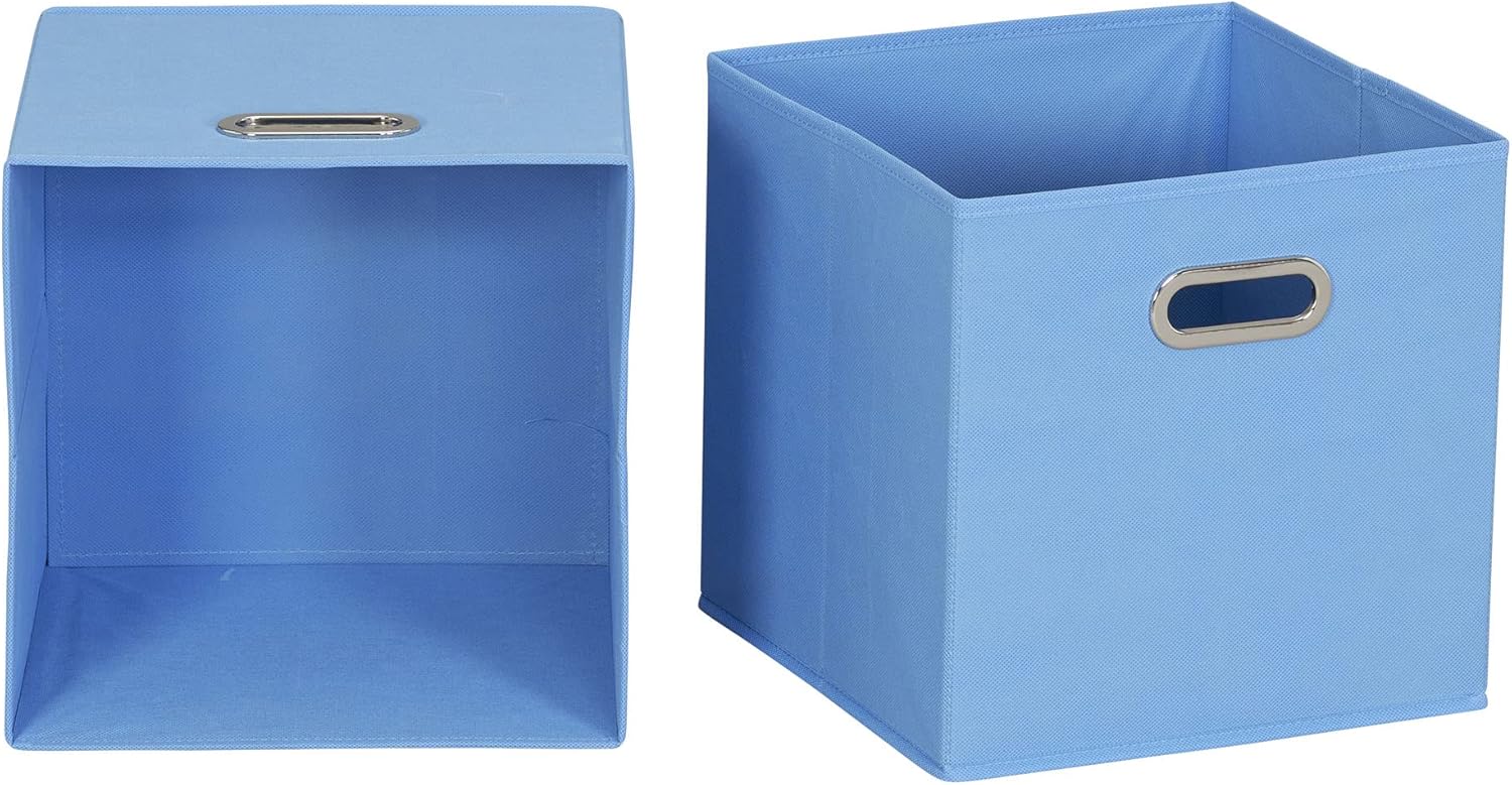 Household Essentials, Light Blue 6 Pack Fabric Storage Bins with Handle