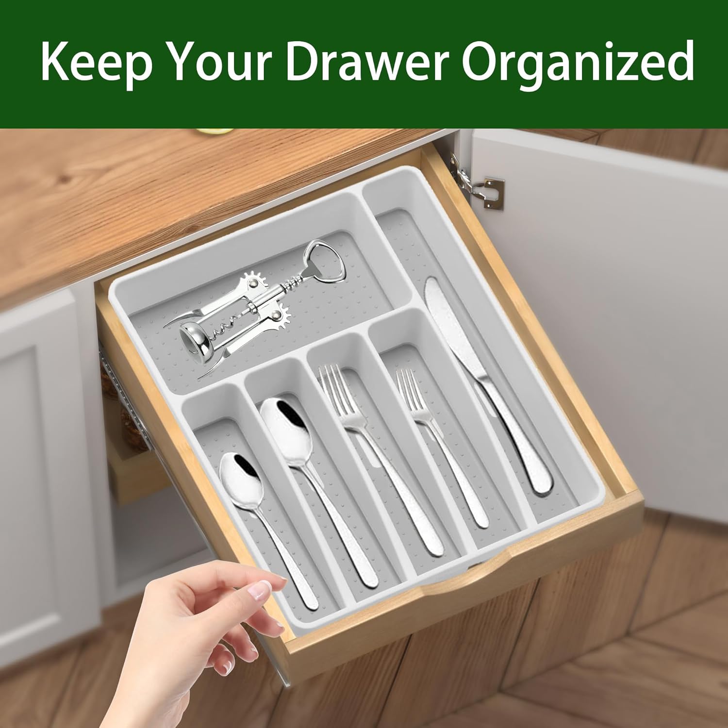 Silverware Organizer Utensil Organizer Holder Kitchen Drawer Organizer Plastic Silverware Tray for