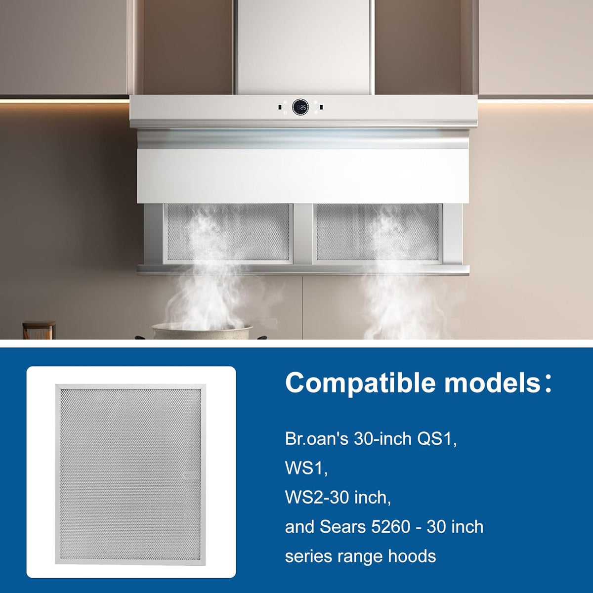 Allure Range Hood Filter Replacement 14.2" x 11.8" BPS1FA30 With 5-Layer Aluminum Mesh Fit for