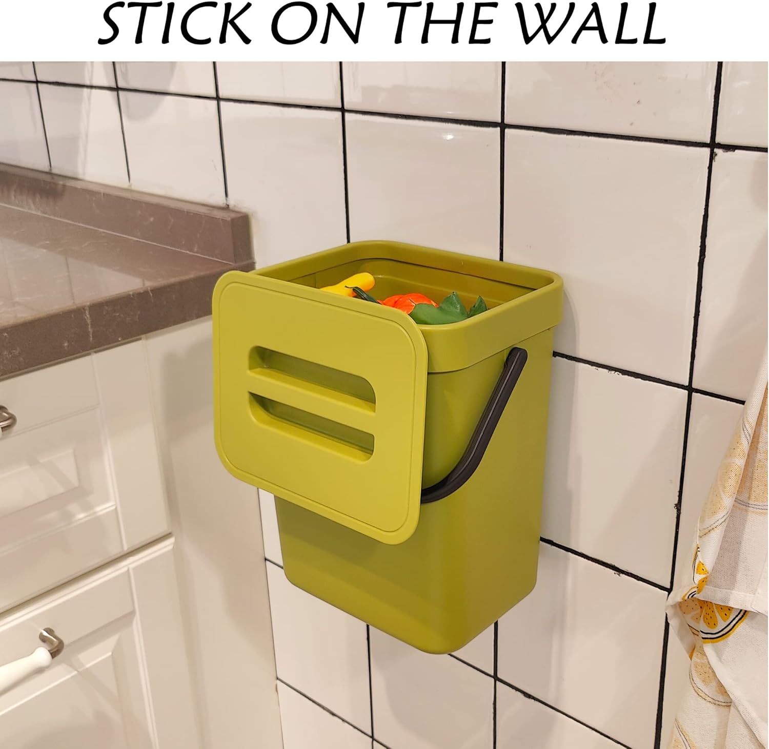 stonespace Small Kitchen Trash Can with Lid, Compost Bin Indoor Kitchen Sealed, Under Sink Trash