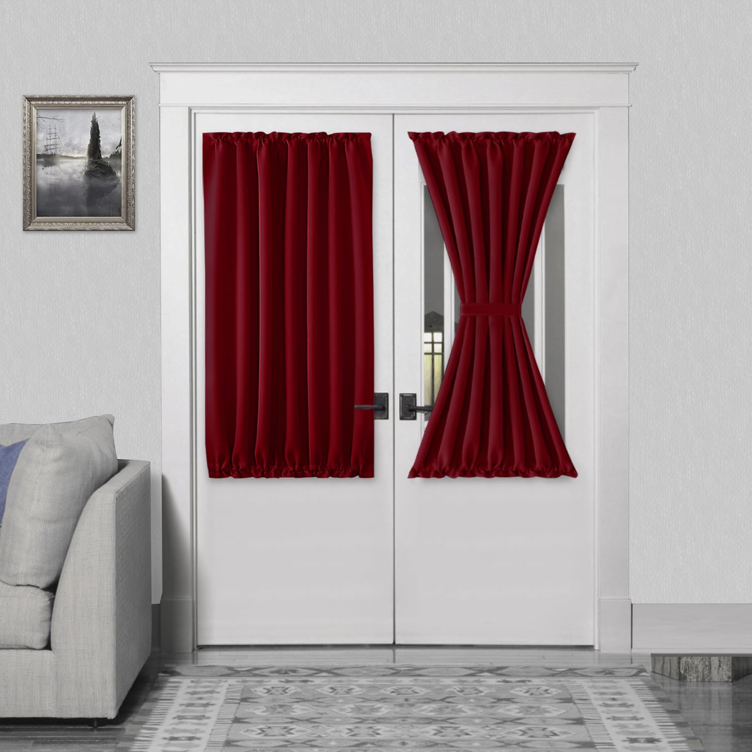 DWCN French Door Curtains – Rod Pocket Thermal Blackout Curtain for Doors with Glass Window