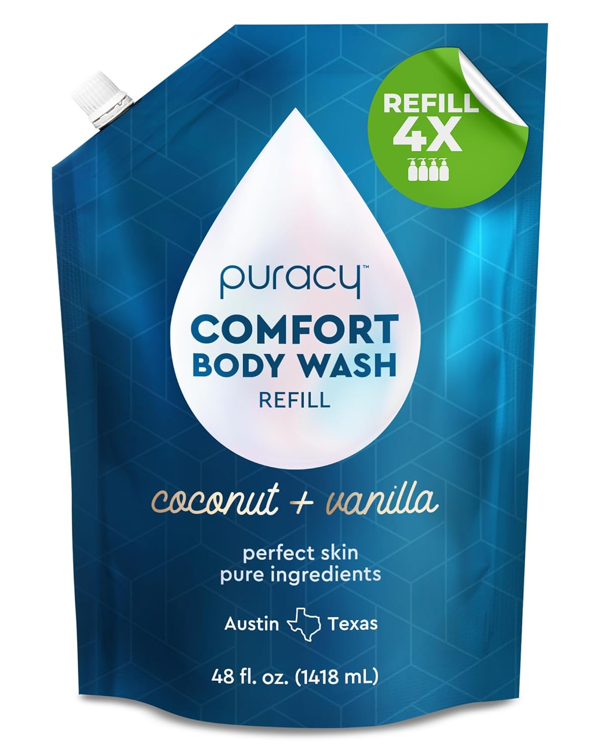 Puracy Body Wash Refill, Natural Body Wash, 98.6% Pure Plant Ingredients, Moisturizing Shower Gel