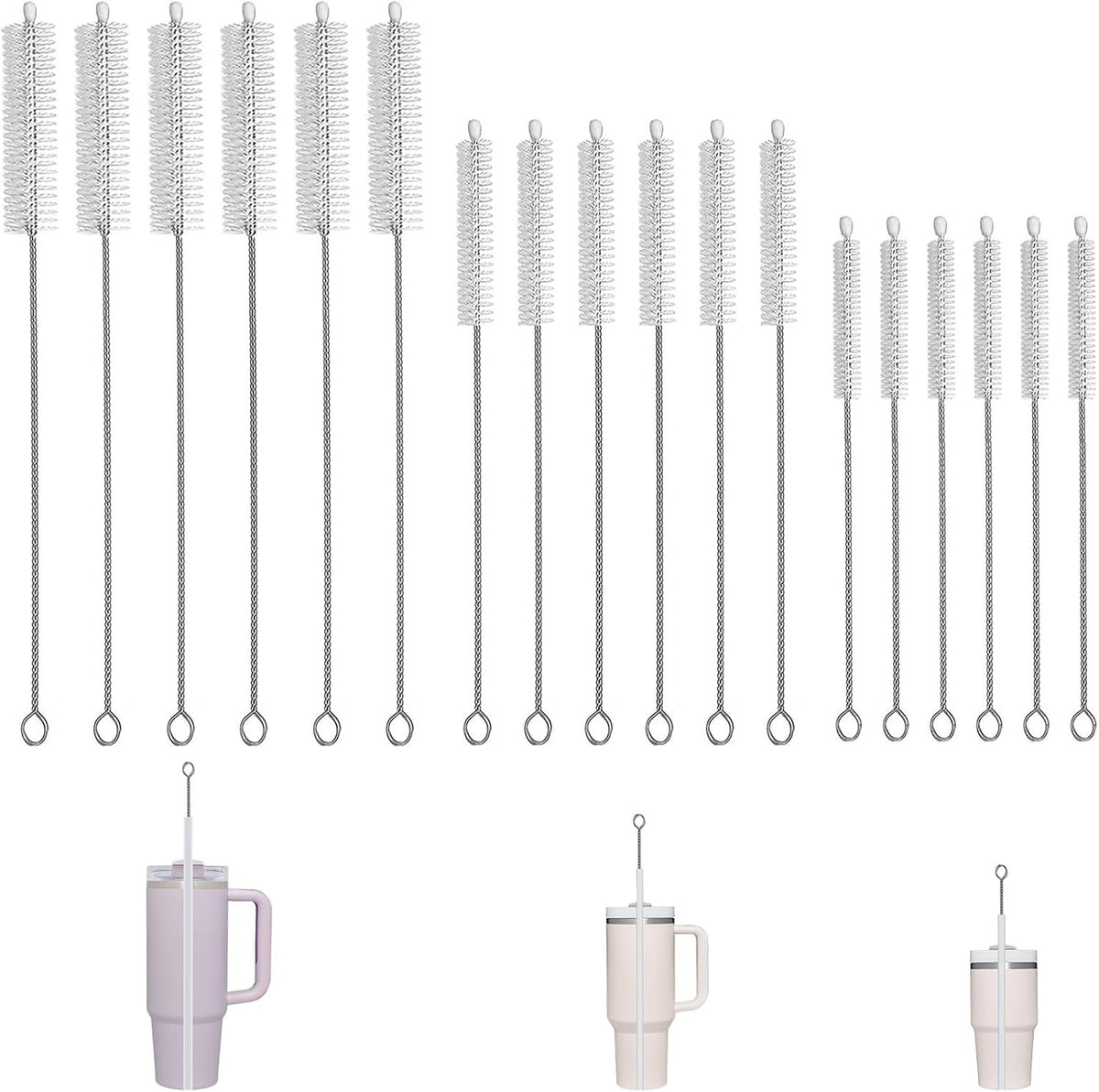 18Pcs Straw Cleaner Brush, Straw Cleaner with Extended Handle for Deep Cleaning, Straw Brushes for