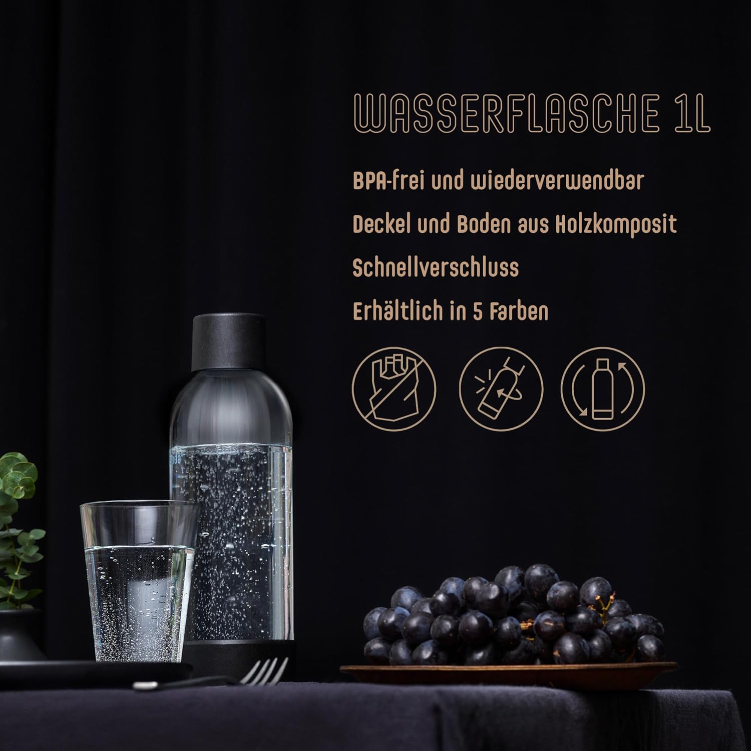 Mysoda Carbonating Bottles 2Pck 1L - Compatible with MySoda and any brands - Lid and Base Made of
