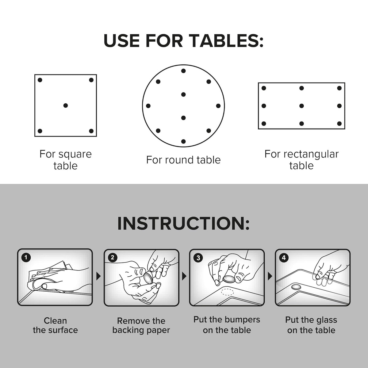 X-Protector Glass Table Top Bumpers - 20 PCS 1.2"- Self-Adhesive Glass Table Top Anti Slip Pads