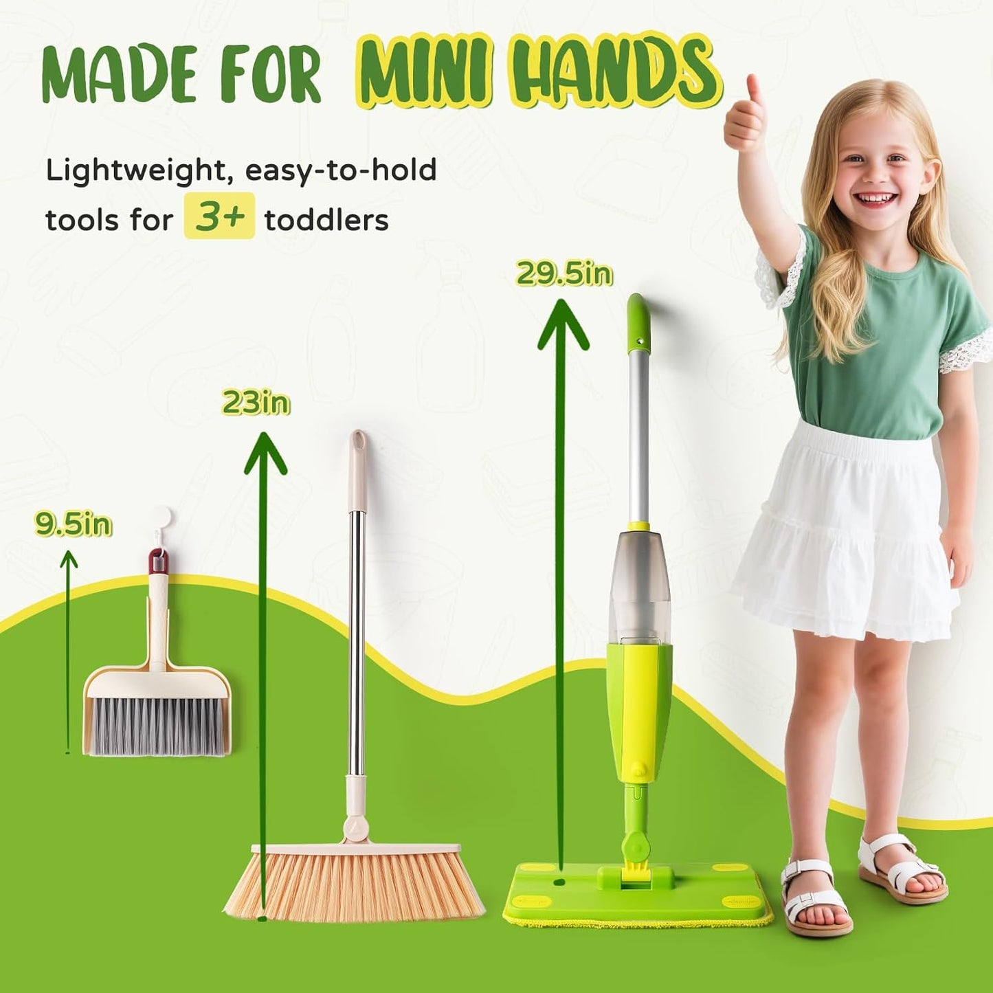 Kids Cleaning Toy Set,Mini Spray Mop Montessori Toys Pretend Play Cleaning Tool for Toddlers with