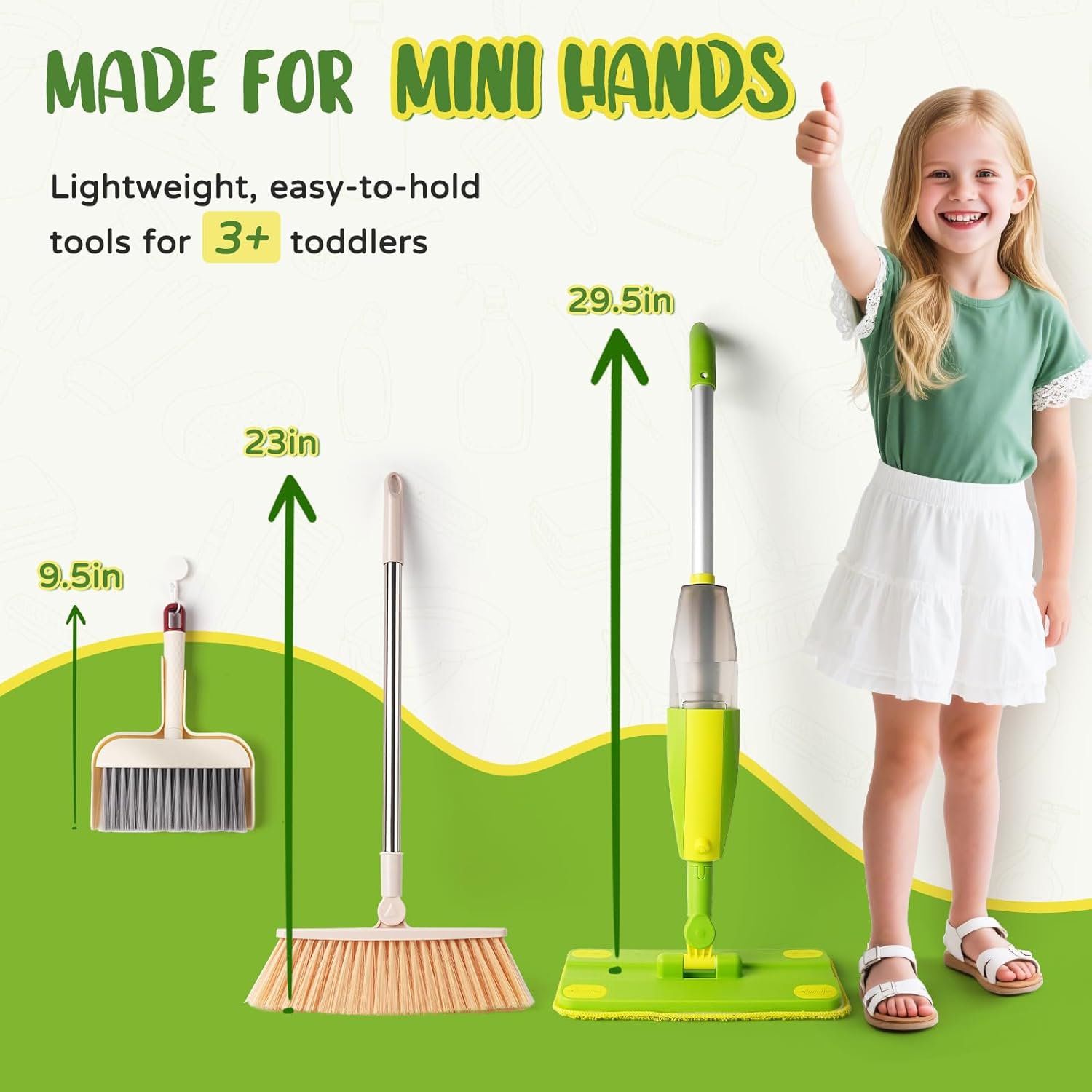 Kids Cleaning Toy Set,Mini Spray Mop Montessori Toys Pretend Play Cleaning Tool for Toddlers with
