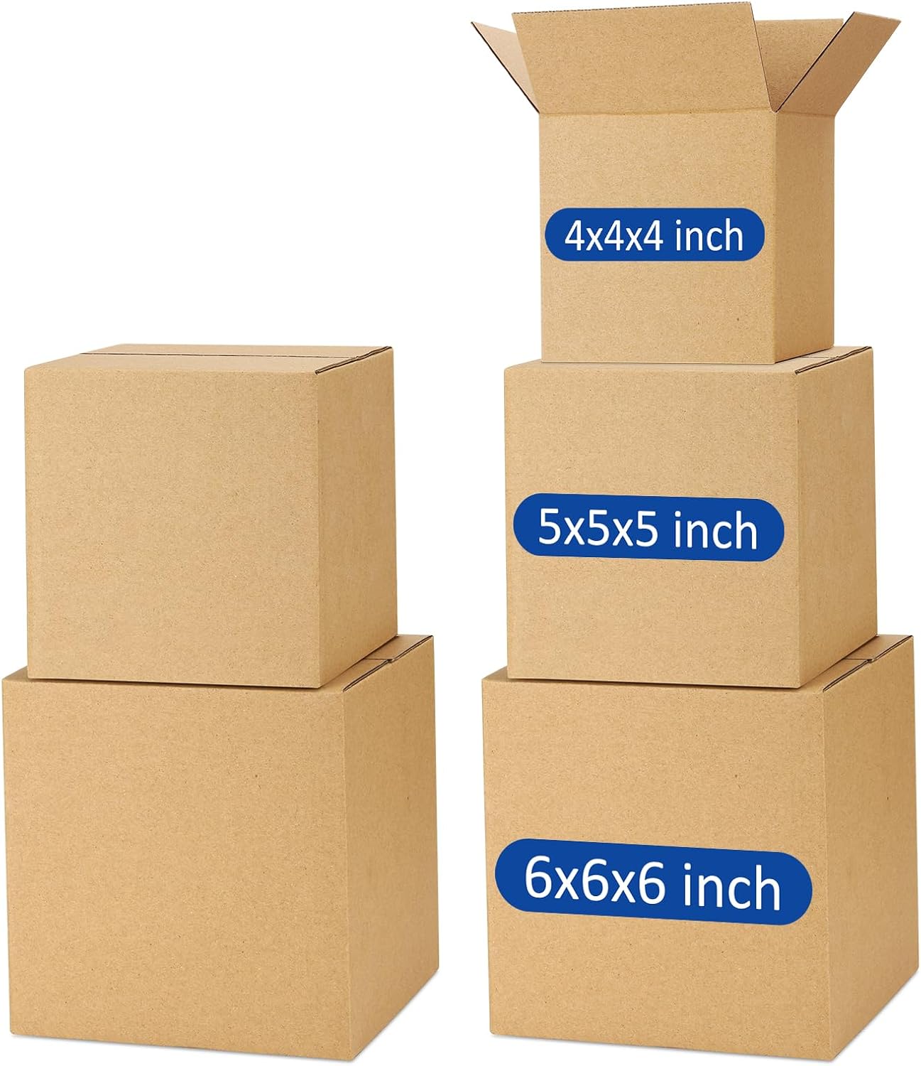 Assorted-Sizes-Shipping-Boxes-45-Pack: 4x4x4 & 5x5x5 & 6x6x6 Small-Shipping-Boxes-Mailers, Brown