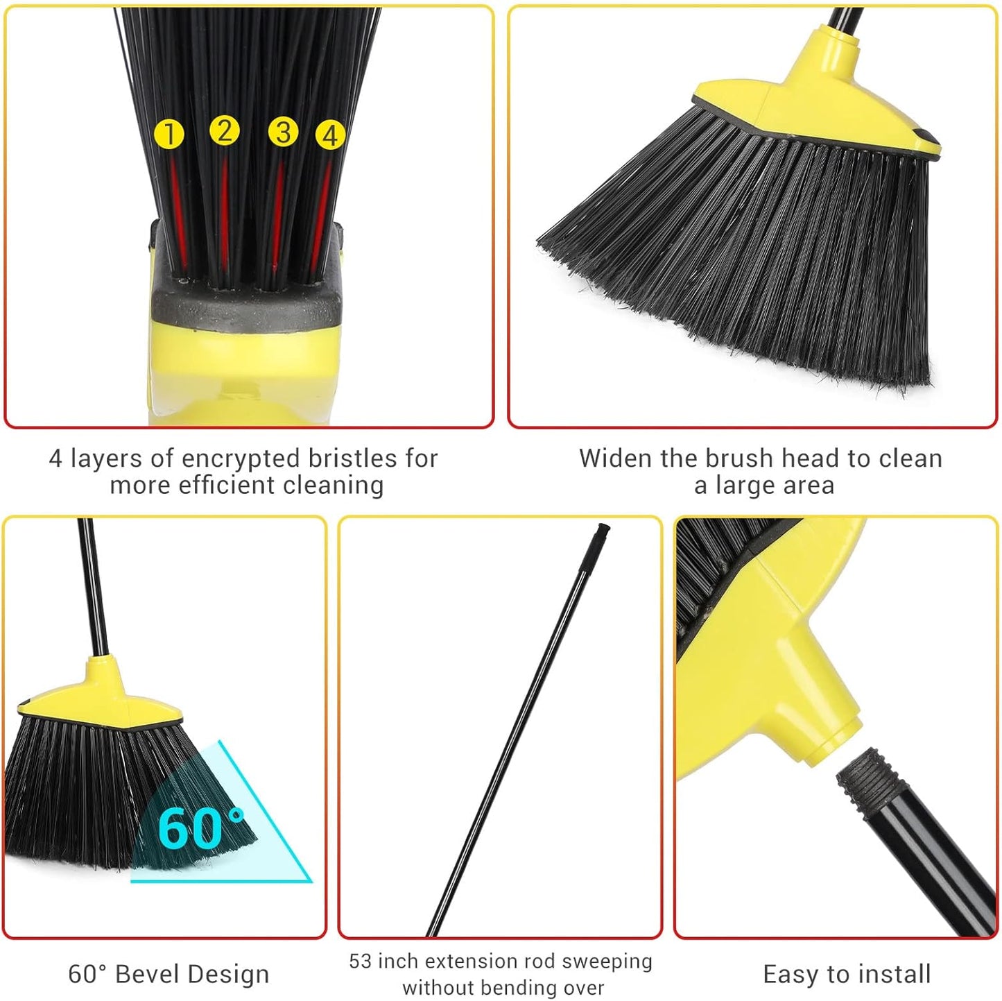 WILLBOND 20 Pcs Heavy Duty Broom Outdoor Indoor Commercial Angle Brooms Bulk for Courtyard Garage