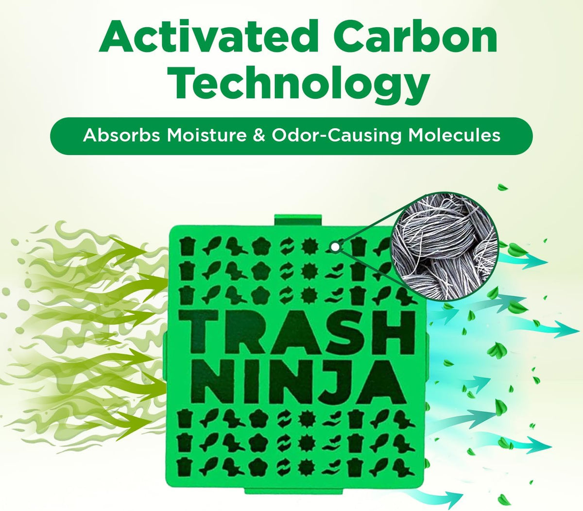Trash Ninja Trash Can Deodorizer and Odor Eliminator (2 Pack) for Indoor Trash Cans Up to 10