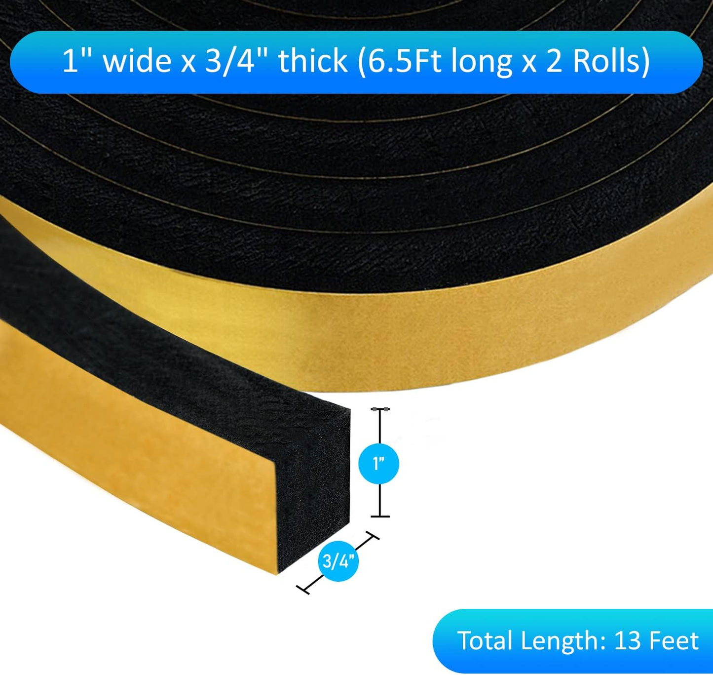 High Density Foam Weather Stripping Door Seal Strip Insulation Tape Roll for Insulating Door Frame