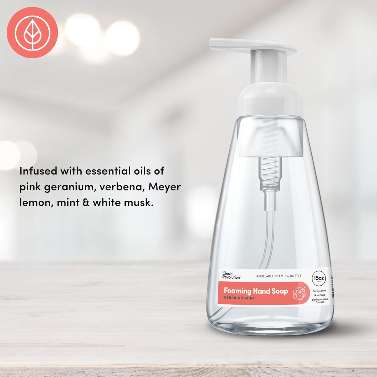 Clean Revolution Foaming Hand Soap, Gentle, Moisturizing, Ready To Use Formula, Real Essential