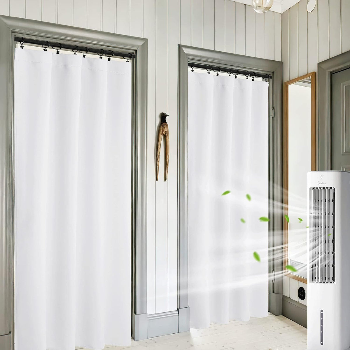 RYB HOME White Curtains for Bedroom - Privacy Window Curtains Sunlight & UV Shades 50% Room