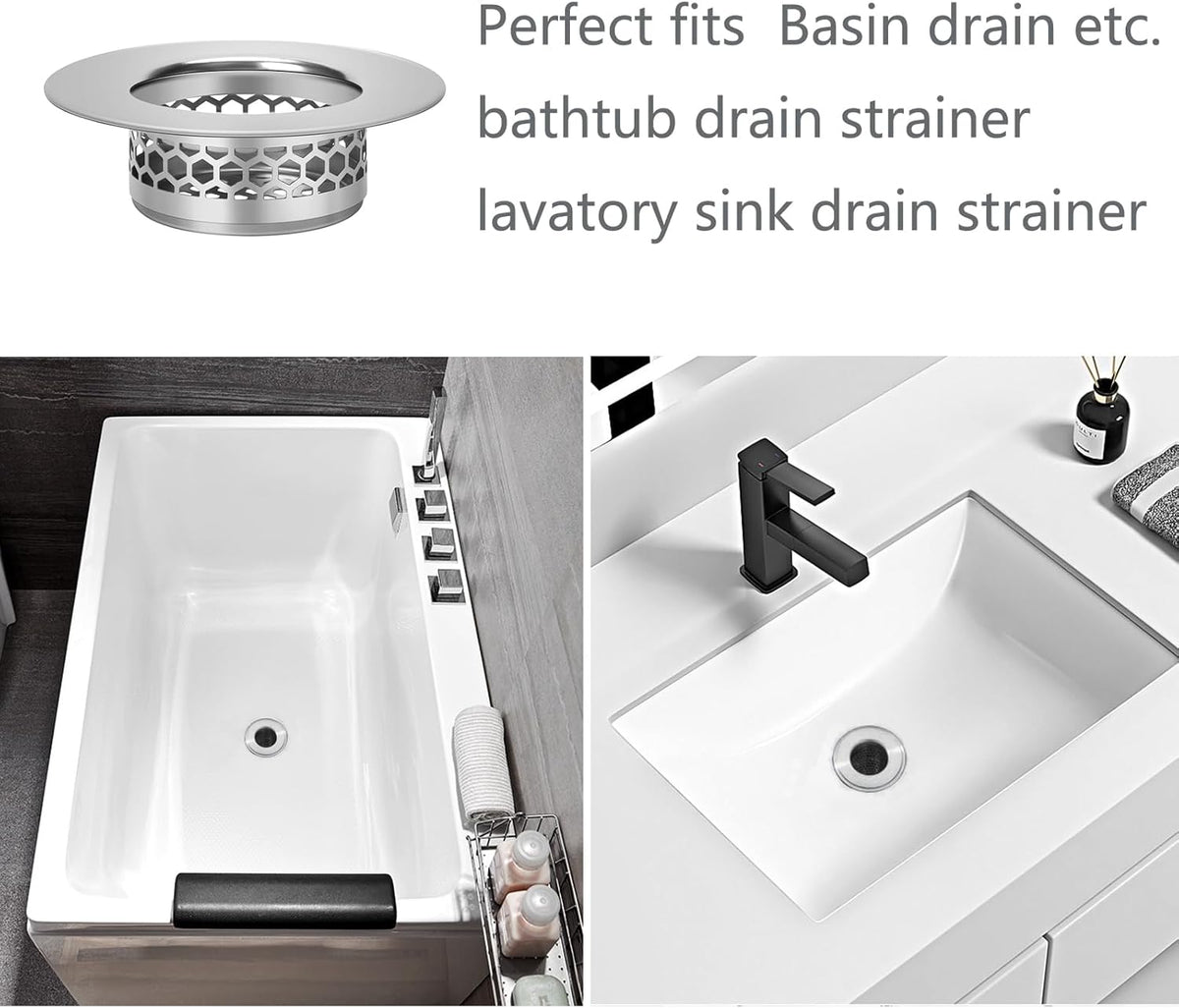 Bathroom Sink Strainer, Bathtub Lavatory Sink Drain Strainer Hair Catcher for Laundry, Mop Pool