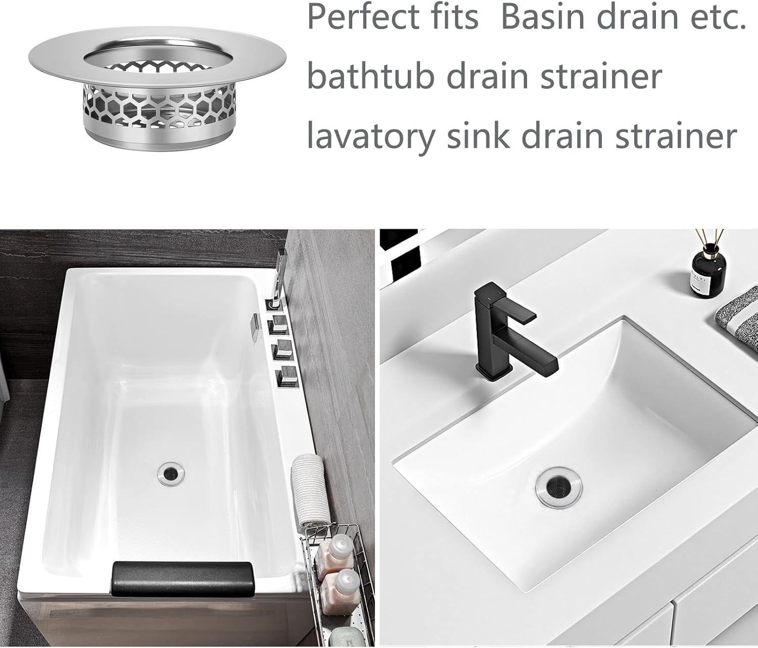 Bathroom Sink Strainer, Bathtub Lavatory Sink Drain Strainer Hair Catcher for Laundry, Mop Pool