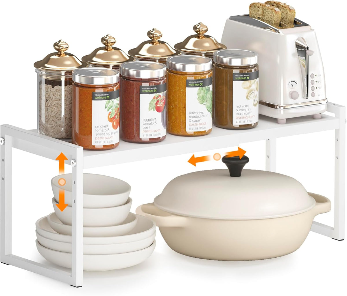 DOLALIKE Expandable Kitchen Countertop Organizer, Stackable Cabinet Shelf Organizers, Space Saving