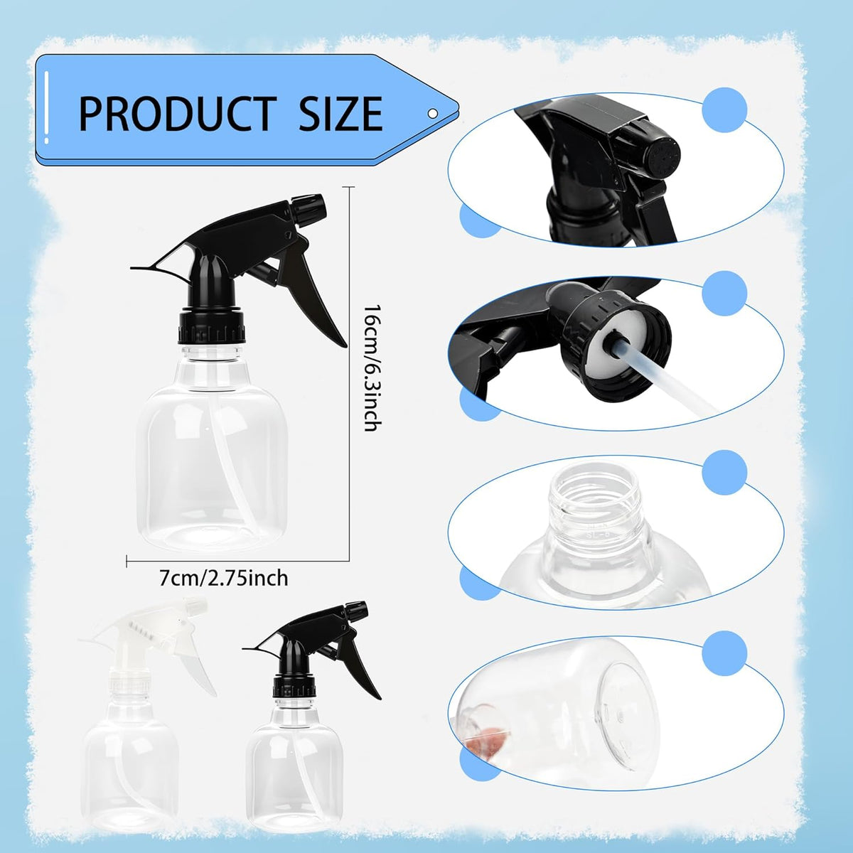 20 Pcs Empty Plastic Spray Bottle 8 OZ Reusable Clear Liquid Container with Trigger Sprayers for