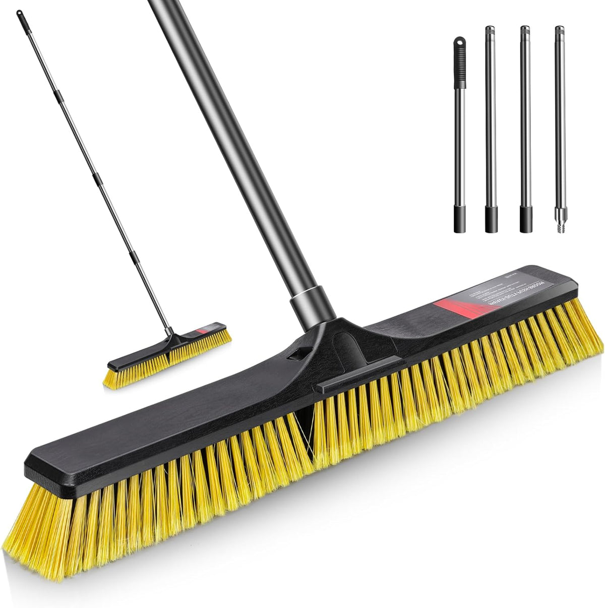 24" Push Broom,Masthome Industrial Broom with Stiff Bristles,Outdoor Broom Heavy Duty and 55" Long