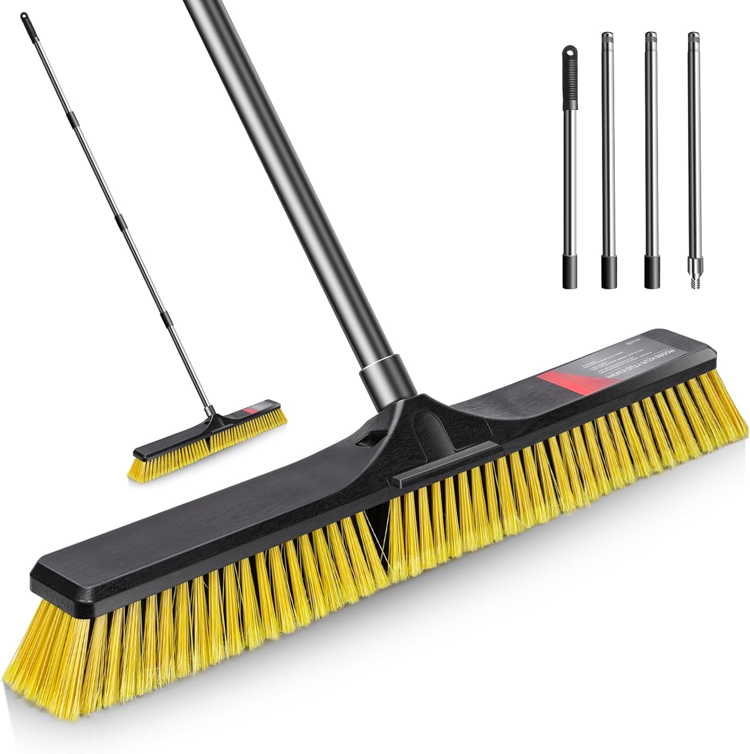 24" Push Broom,Masthome Industrial Broom with Stiff Bristles,Outdoor Broom Heavy Duty and 55" Long