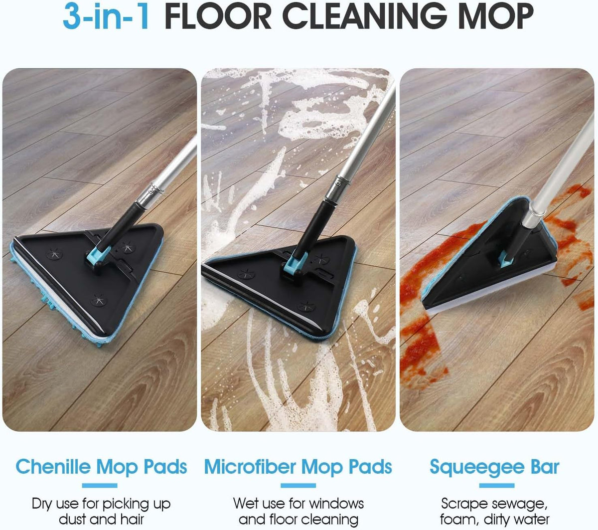 20 Feet High Ceilings Baseboard Wall Cleaner Mop with 12 Ft Extension Pole, Cobweb Duster, Window