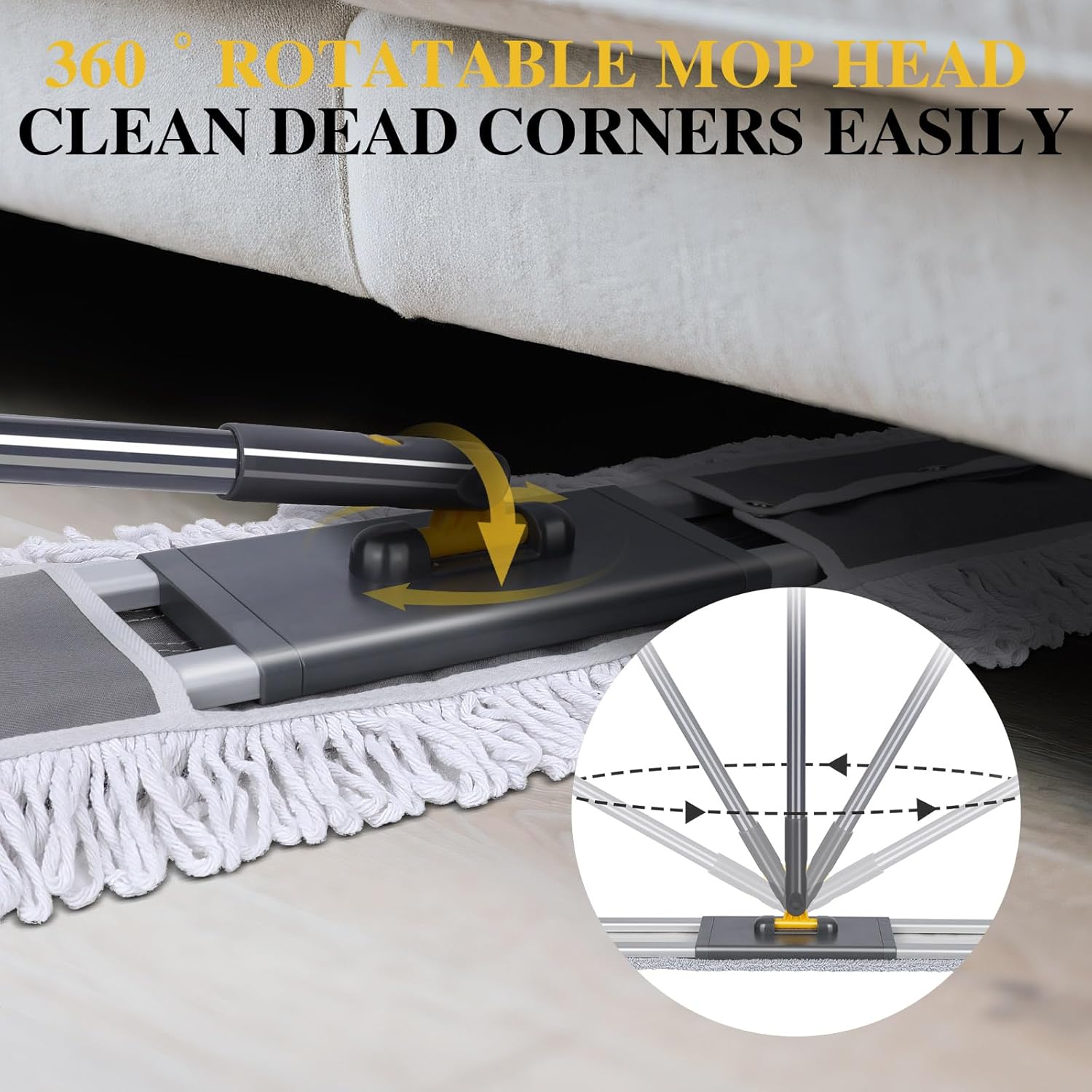 Masthome 36" Commercial Mop, Heavy Duty Industrial Floor Mop with 3 Microfiber Pads, 60" Adjustable