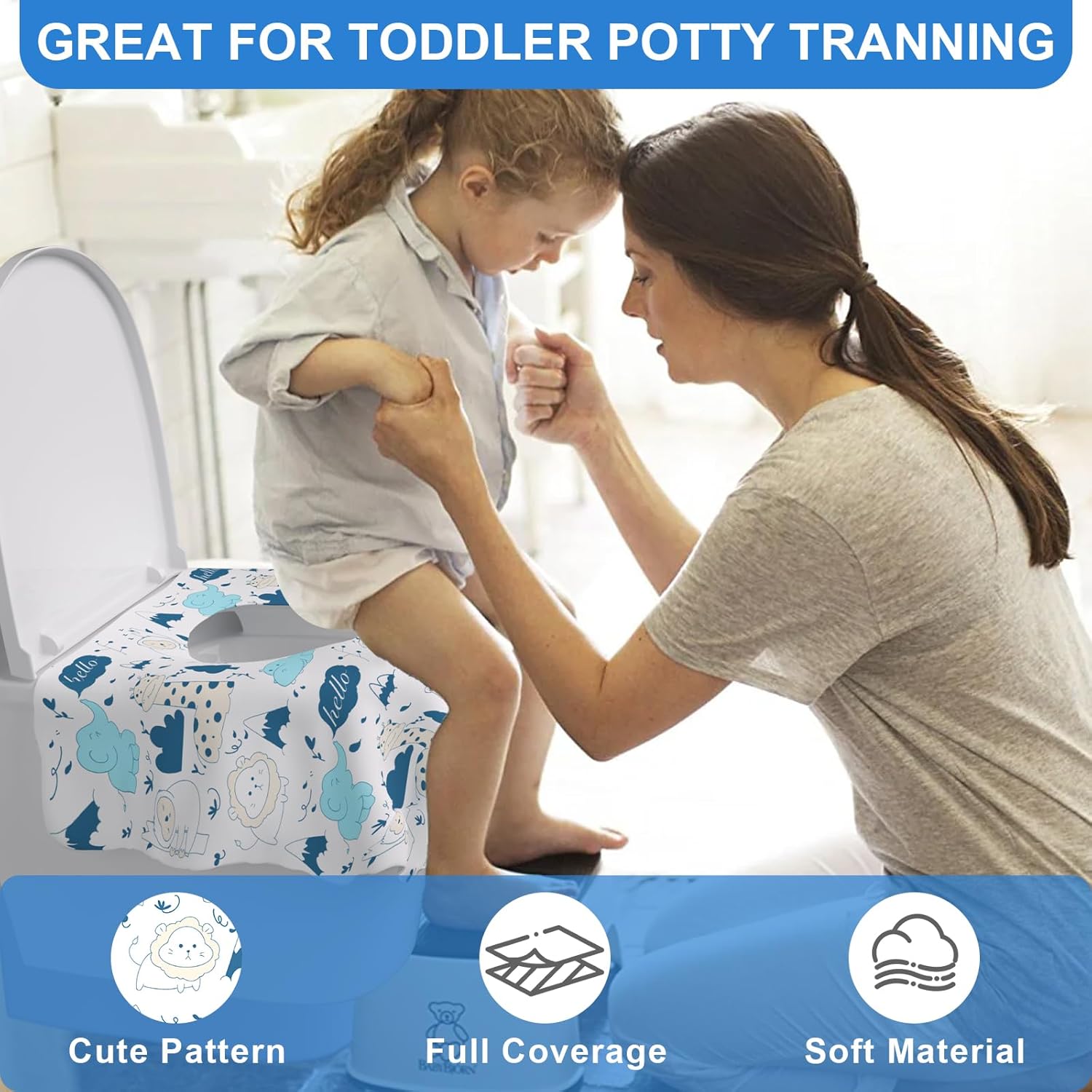 20 PCS Disposable Toilet Seat Covers, Extra Large Portable Potty Seat Covers for Toilet, Bathroom