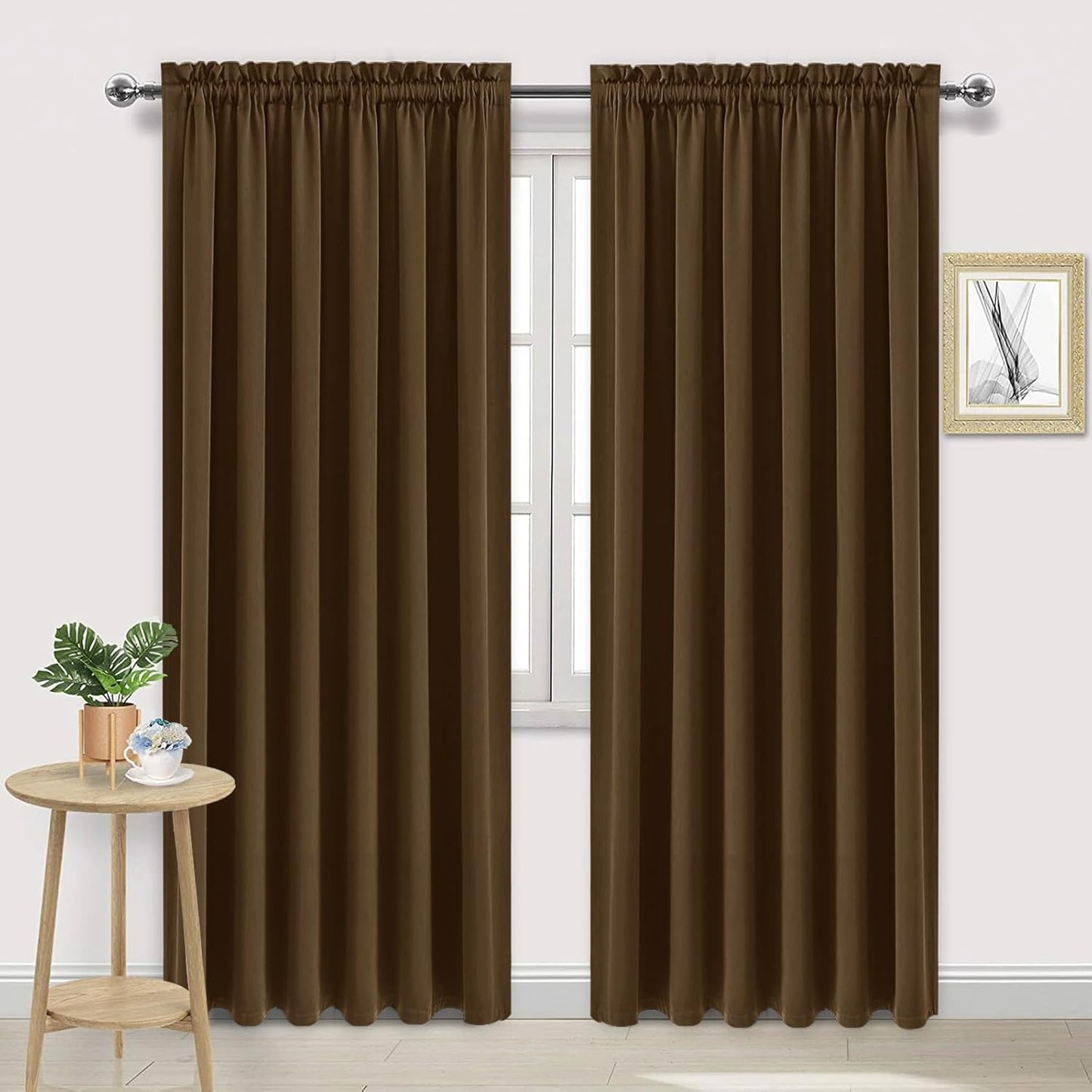 DWCN Brown Blackout Curtains for Bedroom, Thermal Insulated Energy Saving Room Darkening Curtains