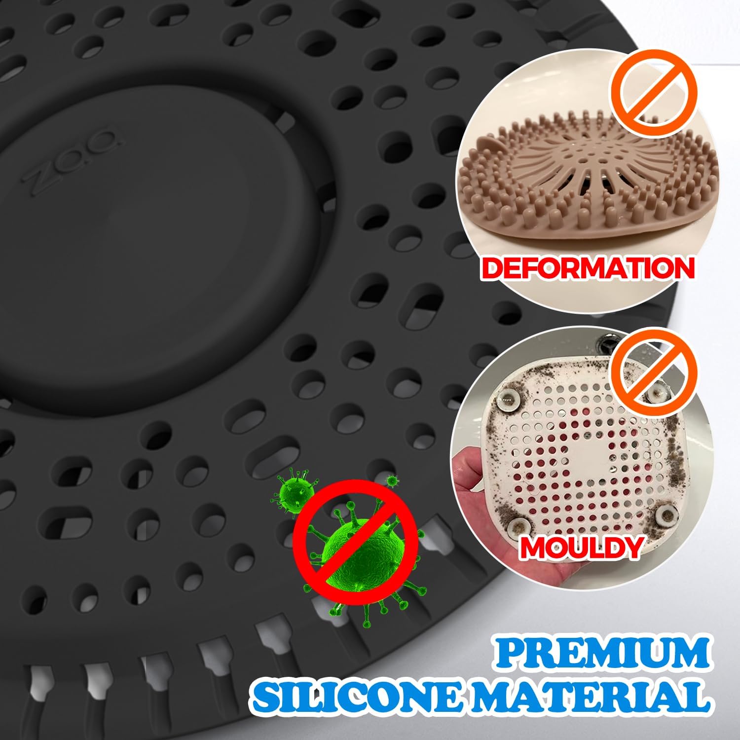 zaa Shower Drain Hair Catcher, Upgraded 2Pack Premium Silicone Drain Protector & Shower Drain Cover