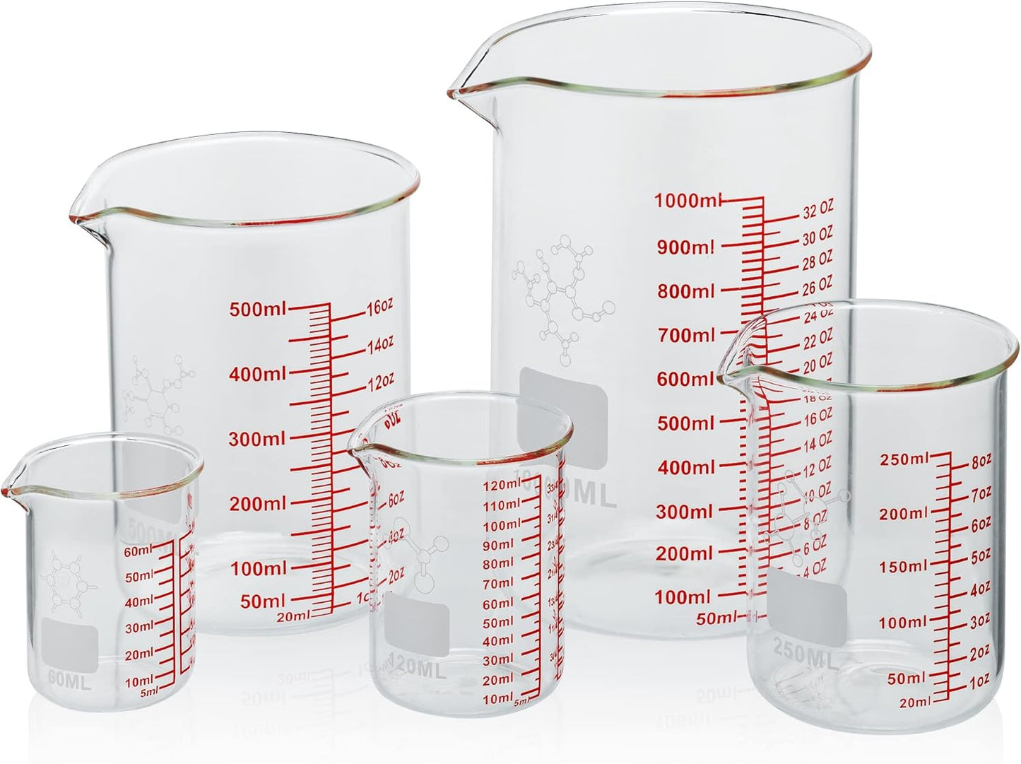 High Borosilicate Glass Measuring Cup Set-V-Shaped Spout,Includes 60ml(2OZ), 120ml(4OZ)