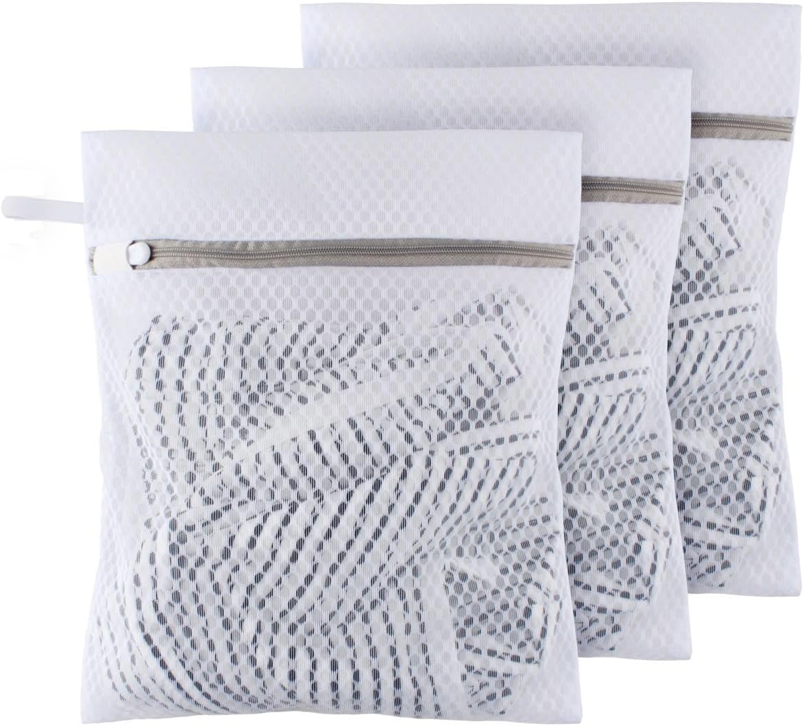 Small Honeycomb Lingerie Bags with Hanging Loop- MDSXO 3 Pack Mesh Laundry Bags for Washing