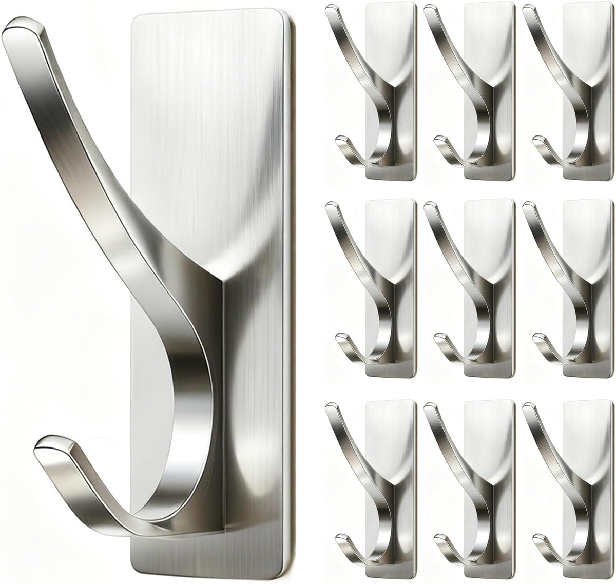 Self Adhesive Coat Hooks for Hanging: Heavy Duty Stainless Wall Hook for Towel, Backpack, Hat