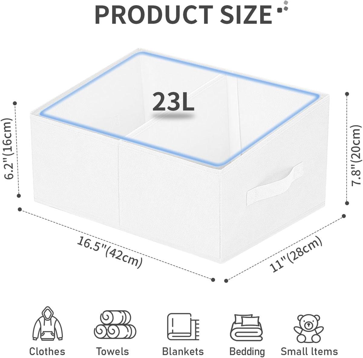 DIMJ Large Closet Shelf Organizer Bins 4 Packs with Handles and Divider, Fabric Trapezoid Storage