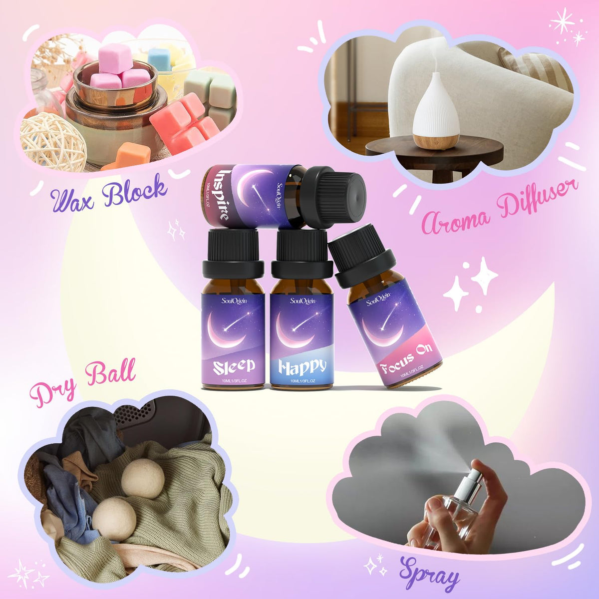 Essential Oil Blends, Essential Oils for Diffusers for Home, Best-Wishes Kit Scent Diffuser Oil