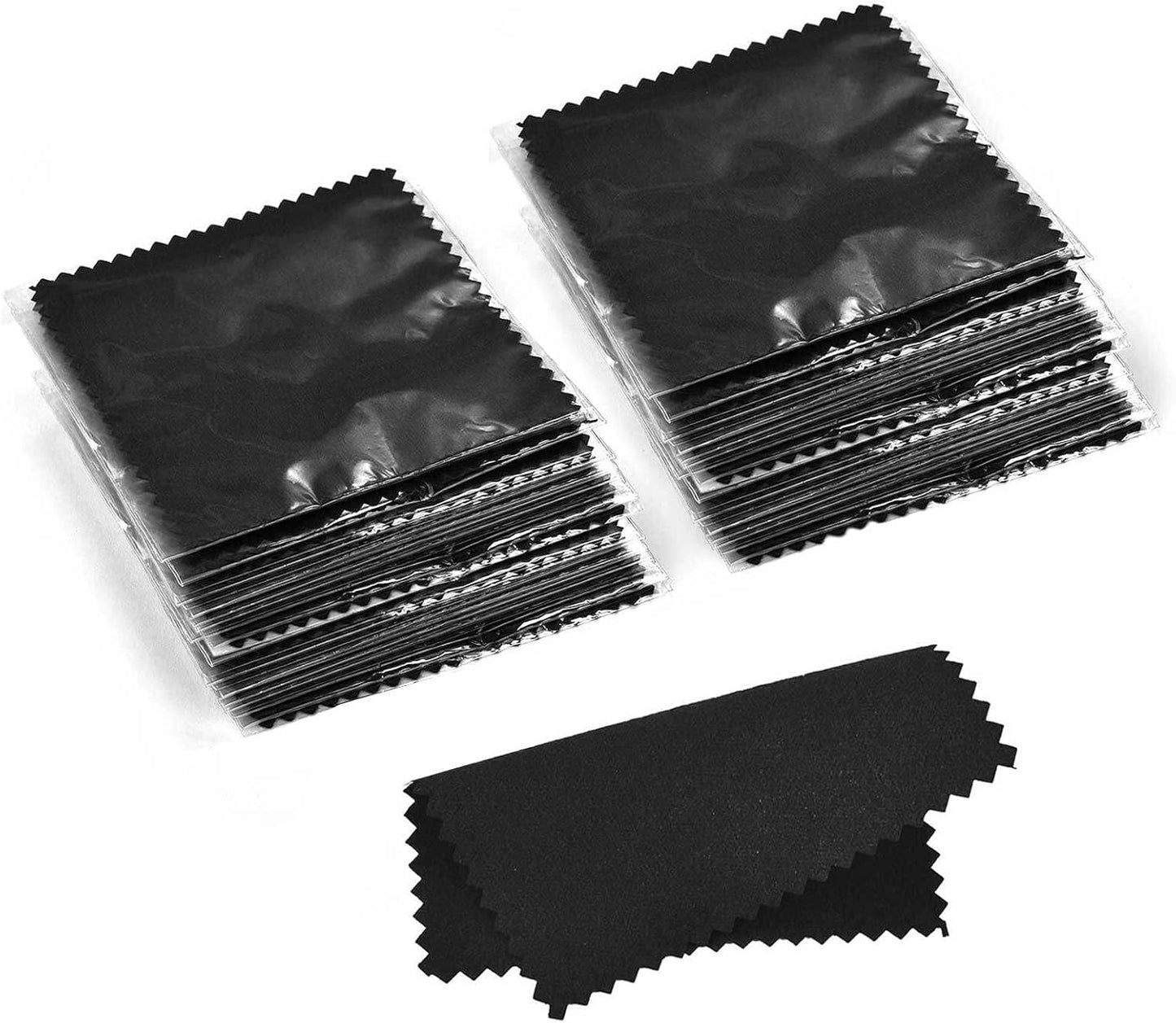SEVENWELL 100pcs Jewelry Cleaning Cloth Black Polishing Cloth for Sterling Silver Gold Platinum