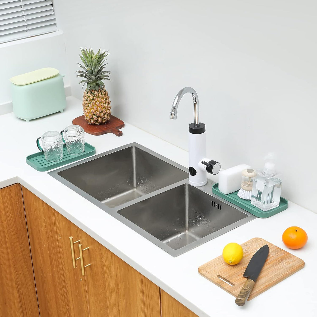 Silicone Kitchen Sink Organizer Tray for Multiple Usage,Eco-Friendly Sponges Holder for Kitchen