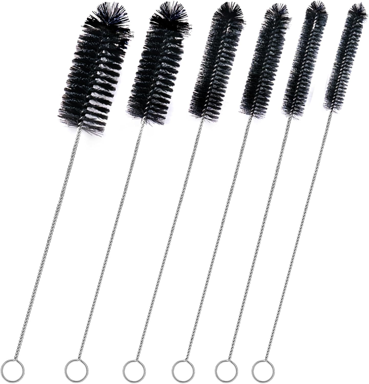 Straw Cleaner Brush Set,6 Piece 12" Long Pipe Tube Bottle Brushes for Cleaning Narrow Neck