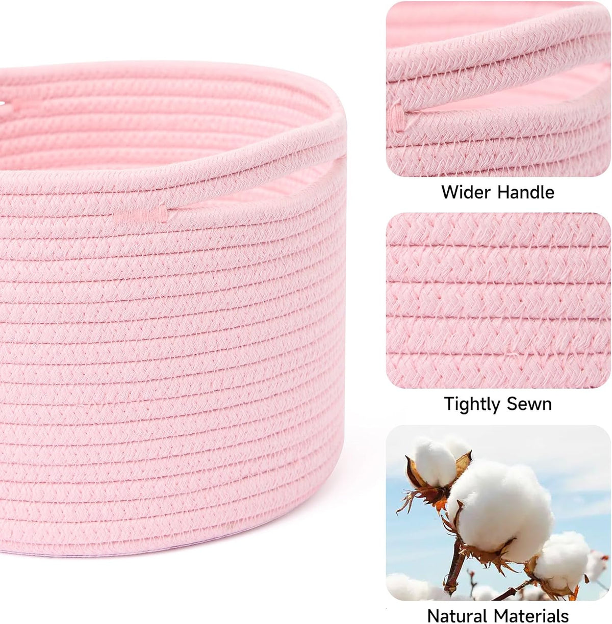 Small Basket for Organizing | Cube Shelf Closet Storage Baskets | 9.7×9.7×7.1” | Woven Rope Gift
