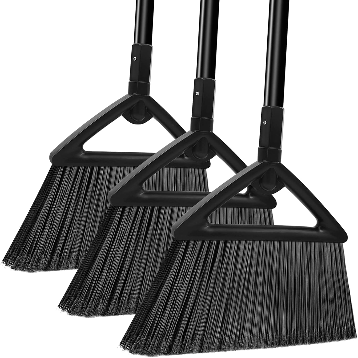 Heavy Duty Commercial Broom, 3 Pack Upgraded Angle Brooms for Sweeping Outdoor and Indoor, Perfect