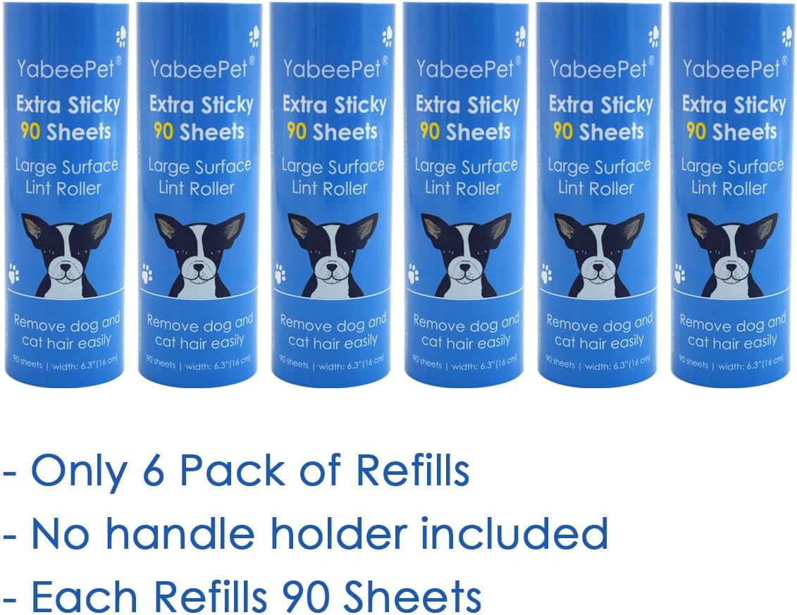 Extra Sticky Large Lint Roller Refills, 6.3'' Giant Lint Roller Refills for Pet Hair
