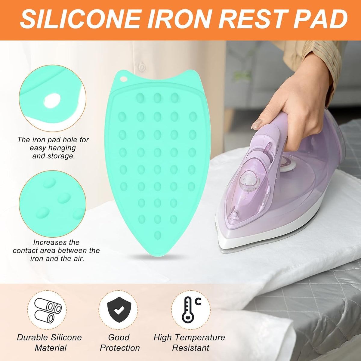 PATIKIL Silicone Iron Rest Pad, 2 Pcs Multipurpose Hot Heat Resistant Iron Rest Plate Protective
