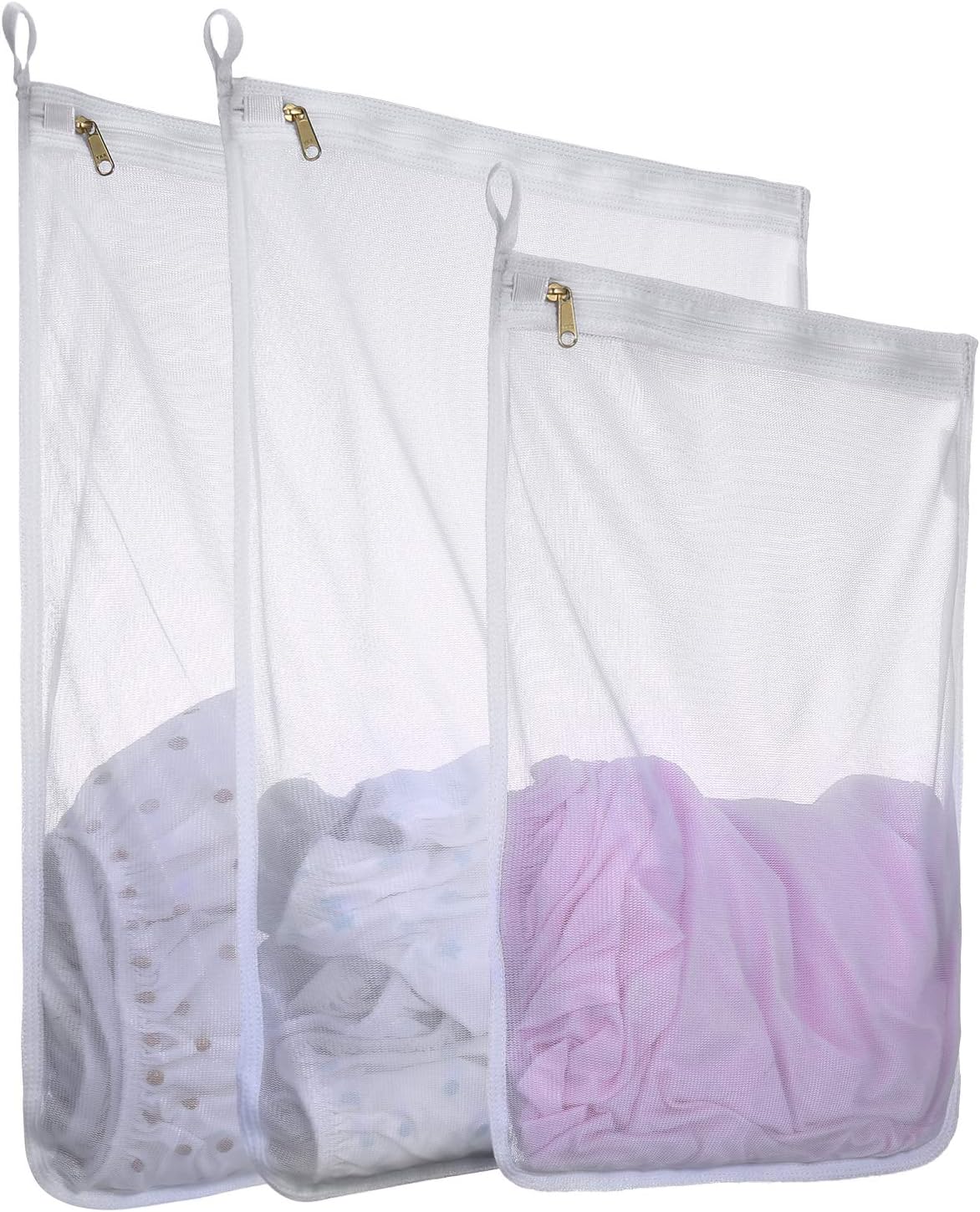 Reusable Mesh Laundry Bags, Delicates Garment Washing Bags for Travel/College, Durable Zipper